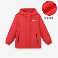 [1件3.5折]铅笔俱乐部童装秋冬新款女童外套双层加绒儿童上衣连帽防风