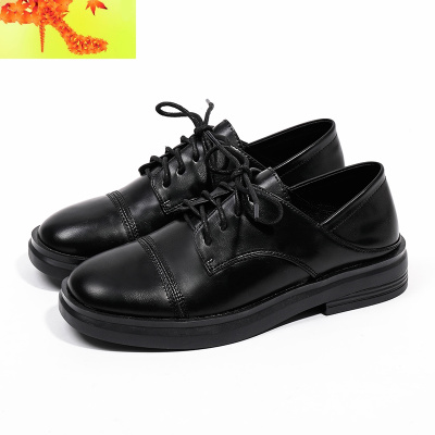 2020春秋新款单鞋女平跟网红百搭女鞋韩版复古牛津鞋英伦小皮鞋女简畅休闲鞋