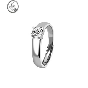 JiMi六六禧情侣对戒钻石男求婚戒指小众独特设计高级七夕礼物送男友 白金色