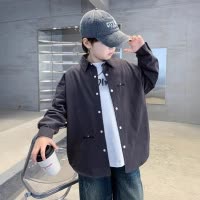男童衬衫外套薄款2026新款中大儿童韩版开衫潮早春季酷帅上衣