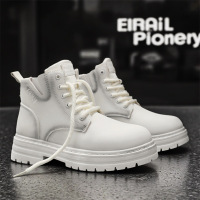男靴秋冬季新款纯色高帮厚底日常休闲百搭户外工装机车马丁靴