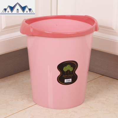 塑料垃圾桶 无盖 家用 加厚防摔 简易厨房带压圈大号 简约纸篓 三维工匠