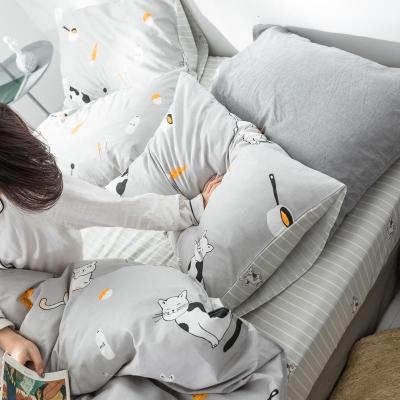 美帮汇简约床单全棉全棉四件套1.8m双人2.0m床上用品1.5米被套4三件套