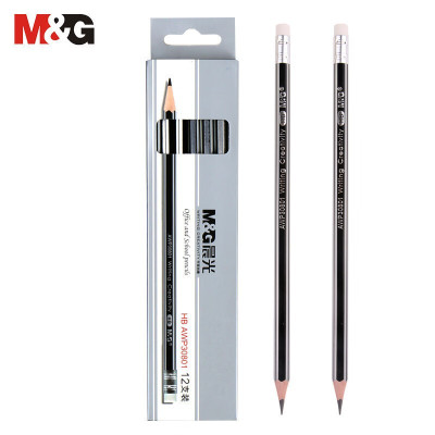 晨光(M&G) AWP30801 木杆铅笔 银黑抽条六角HB 12支/件 5件装