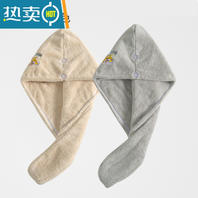 敬平干发帽吸水速干2022新款擦洗头发的头巾女包头巾加厚可爱浴帽 Lovely柯基_(奶咖+浅灰) 单层加厚1