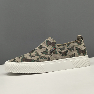 男士一脚蹬懒人鞋春夏透气布鞋欧洲站小众乐福鞋高端男生休闲鞋男