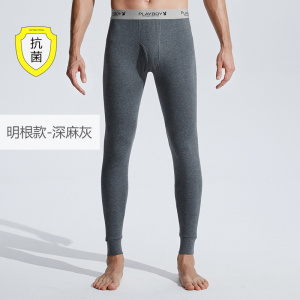 花花公子秋裤男士薄款纯棉绒裤打底保暖裤全棉毛线裤大码春秋冬季