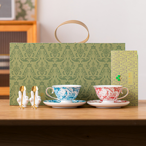 苏氏陶瓷(SUSHI CERAMICS)情侣咖啡杯碟套装新中式花鹊轻奢朋友生日乔迁闺蜜新婚伴手礼物