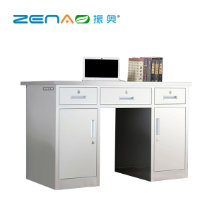 振奥 工作台不锈钢办公桌办公桌子工厂写字台带锁抽屉 不锈钢本色