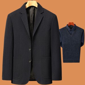 啄木鸟爸爸春装外套装中年西服男春秋季喜公公婚宴礼服中老年西装