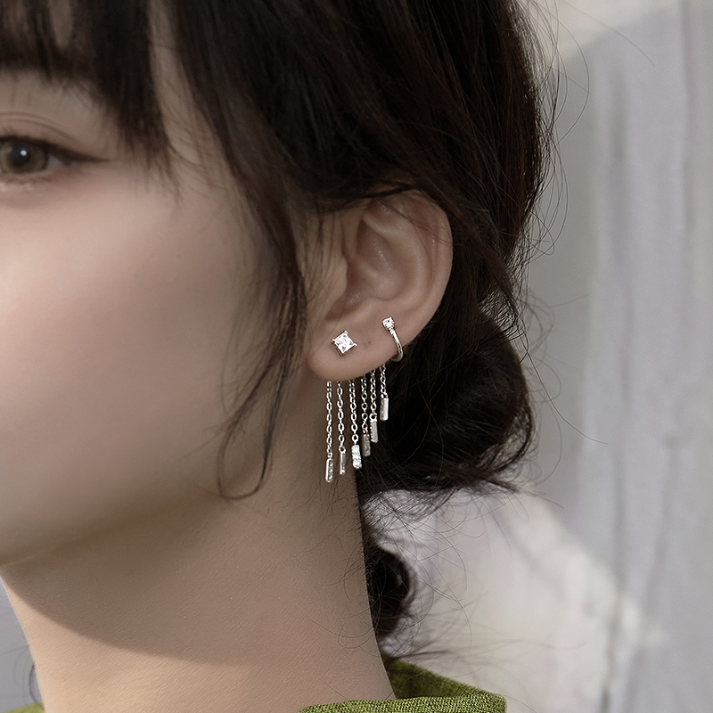 925纯银小众设计ins流苏创意个性轻奢精致耳环女耳钉网红潮送女朋友老婆情人节七夕生日礼物