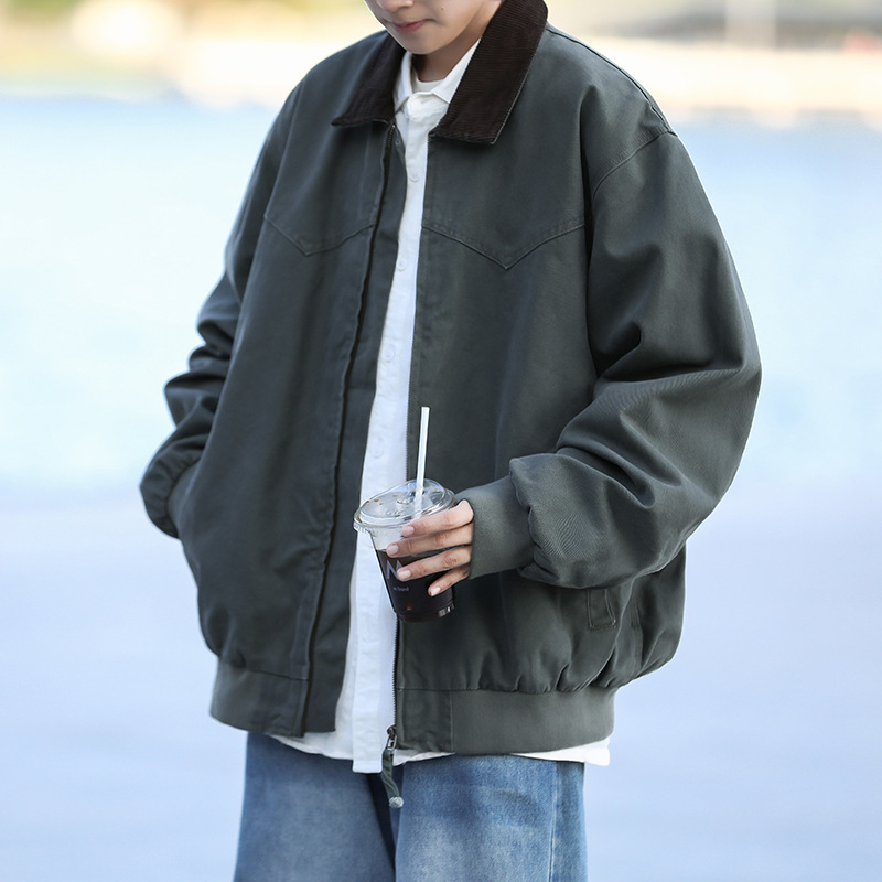 春秋季新款工装宽松夹克美式潮牌宽松潮流痞帅夹克上衣休闲外套男