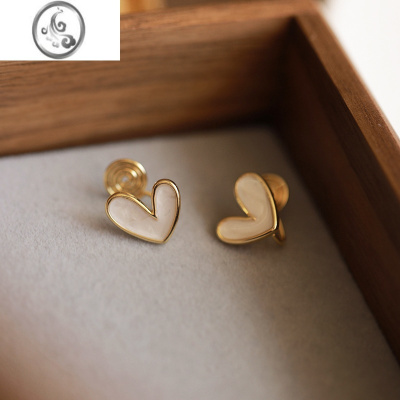 JiMi滴油爱心蚊香盘耳夹无耳洞女新款耳环小众设计感高级简约小巧耳饰