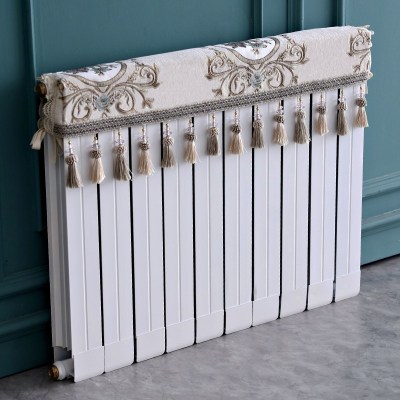 欧式暖气片罩装饰罩子布艺防尘套老式遮挡盖布遮挡帘保护套卫生 清歌米色 长度120cm*厚度10cm*高度(含穗)20cm