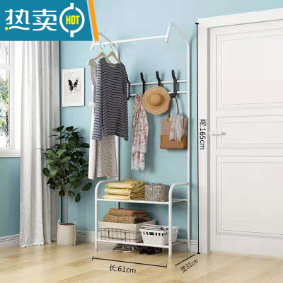 敬平衣架落地家用挂衣架卧室内衣帽架简易晾衣架衣服架子多功能置物架 升级款(白色)