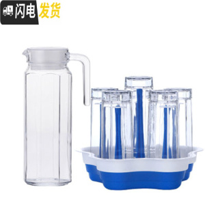 三维工匠冰水壶耐热高温防爆盛冰水储冷水壶玻璃晾凉茶凉白开水瓶冷热水杯 八角壶+6只250m八角杯+沥水盘凉水壶