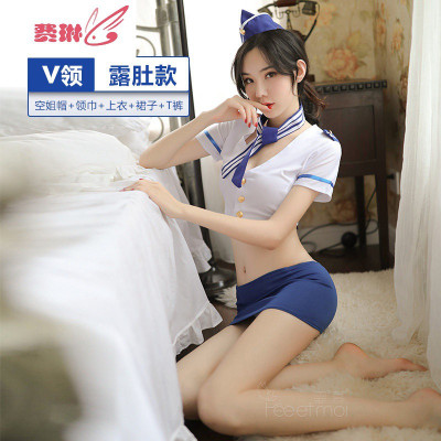 情趣内衣睡衣文胸性感骚空姐开档挑逗套装惑女费琳