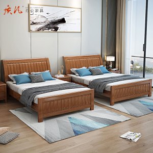 质凡现代简约经济实木床 1.8米床