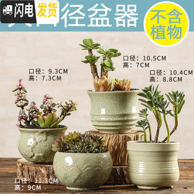 三维工匠多肉花盆陶瓷创意个性粗陶肉肉植物盆器大口径小花盆 西瓜红大口径盆器4个 中小花盆容器