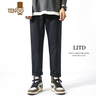 YANXU硬朗工装 长裤子男款宽松直筒九分日系百搭休闲裤男潮牌ins