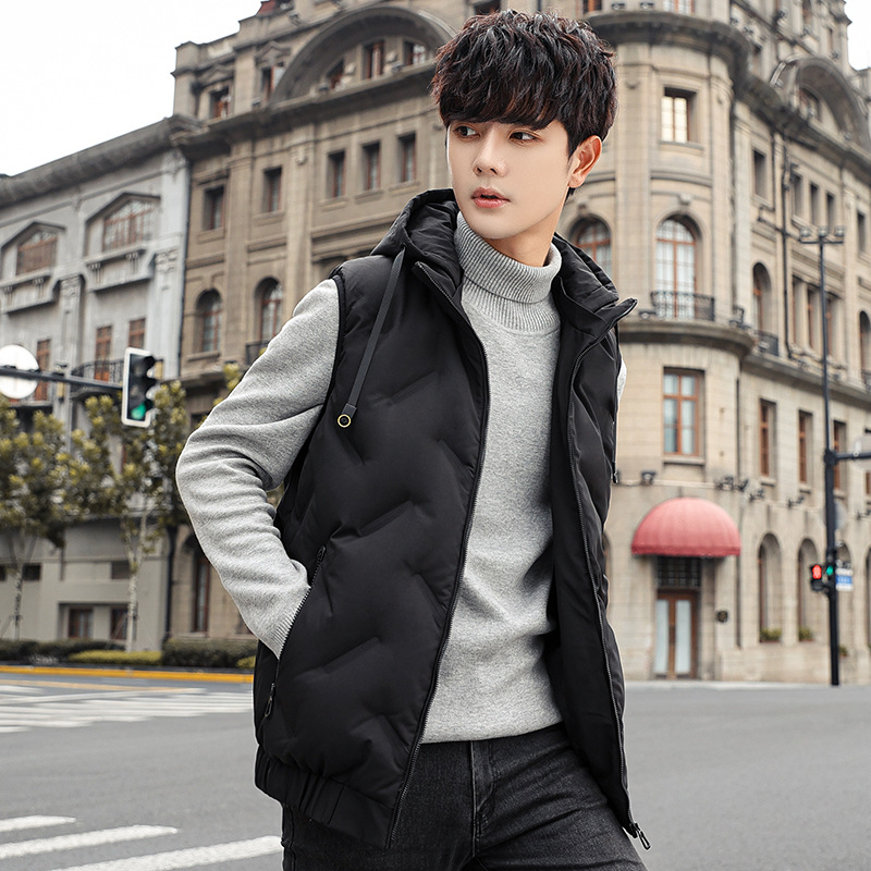 男士羽绒马甲秋冬潮流羽绒服80白鸭绒背心百搭连帽无袖坎肩男外套