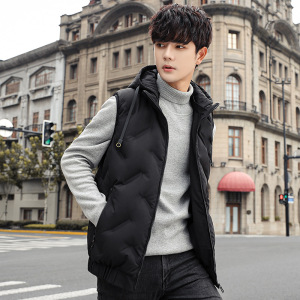 男士羽绒马甲秋冬潮流羽绒服80白鸭绒背心百搭连帽无袖坎肩男外套