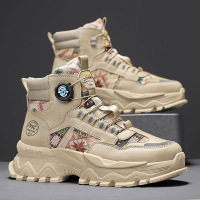 痞帅马丁靴男款旋转纽扣黑武士高帮鞋厚底工装骑行机车潮流男靴