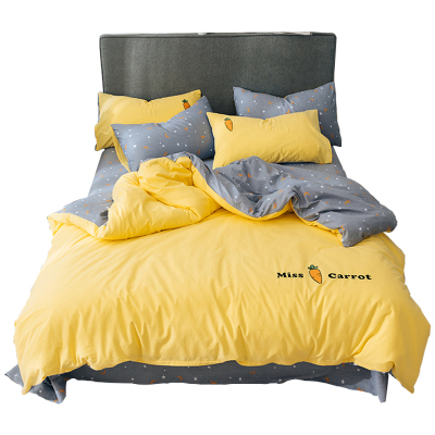 美帮汇四件套床上用品全棉全棉 网 红春款全棉水洗棉灰色被套床单男