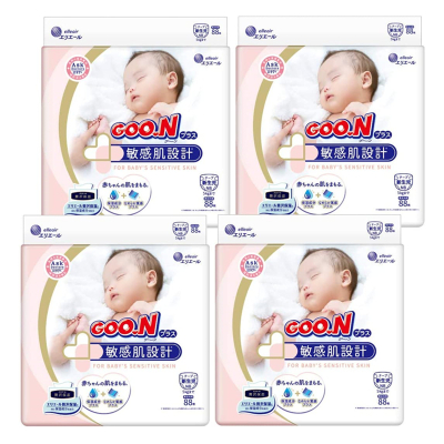 4件装|GOO.N大王敏感肌宝宝保湿尿不湿纸尿裤NB88