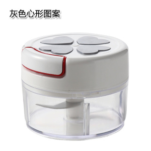 多功能小型蒜泥器家用厨房迷你姜蒜蓉头大蒜拉蒜搅碎机捣蒜器 敬平 灰色心形图案碎物器研磨碗(碎物器)