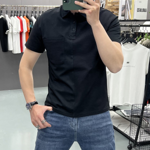 早春日系纯色POLO衫男高级感口袋休闲高街复古夏季翻领短袖半袖潮