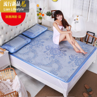床裙冰丝席凉席三件套1.8m床夏季可水洗折叠夏天空调软席子1.5米2 三维工匠凉席/凉枕