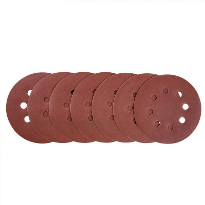 铁洋 背绒砂纸片 植绒砂纸片 5寸125mm8孔180目红砂 片