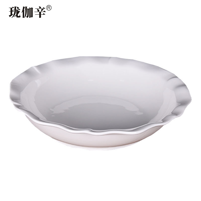 珑伽辛 白色陶瓷荷口碗酸菜鱼碗 12英寸/个