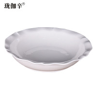 珑伽辛 白色陶瓷荷口碗酸菜鱼碗 12英寸/个