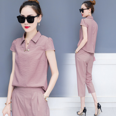 小个子时尚套装女2021年夏季轻熟小香风洋气显高休闲两件套潮八爸八妈