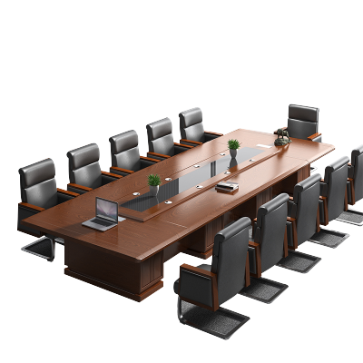 慧采云 办公家具现代简约会议室接待洽谈培训桌油漆贴木皮大型会议桌长条桌4米