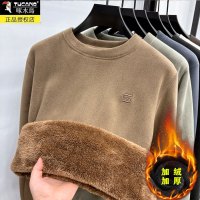 超厚驼绒]一体绒卫衣男士加绒加厚2025新款冬季圆领奥粒绒打底衫