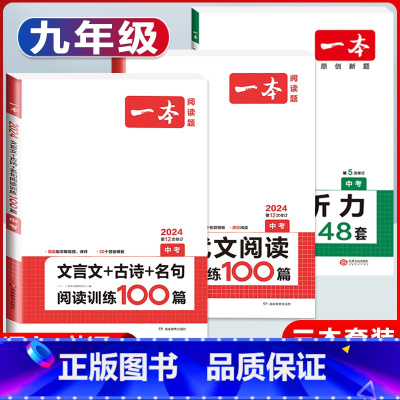 中考 现代文阅读+文言文阅读+英语听力 初中通用 [正版]2024版国一八年级九年级中考语文现代文阅读技能训练100篇