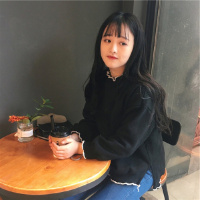 秋冬新款韩版日系软妹宽松加绒卫衣女套头学生绒衫上衣姐妹装