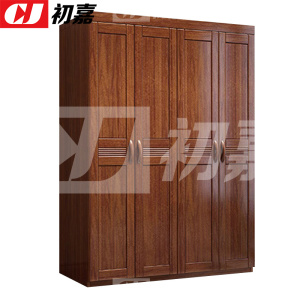 初嘉(CJ)CJGYG-01 实木衣柜卧室家具组合简易大衣柜胡桃木衣橱四门衣柜