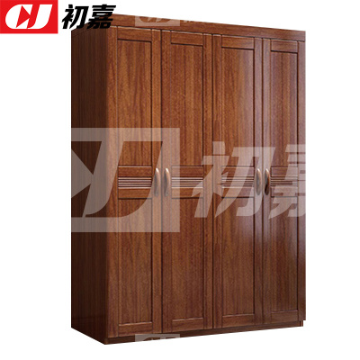 初嘉(CJ)CJGYG-01 实木衣柜卧室家具组合简易大衣柜胡桃木衣橱四门衣柜