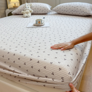 小清新纯棉华夫格床笠单件四季通用宿舍单人床罩床垫套保护罩