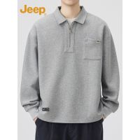 Jeep吉普高级感翻领卫衣男士秋季半拉炼Polo衫内搭上衣长袖t恤男