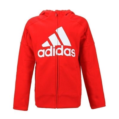 阿迪达斯adidas童装春新年款运动服男女大童连帽针织休闲夹克外套DY9243 C