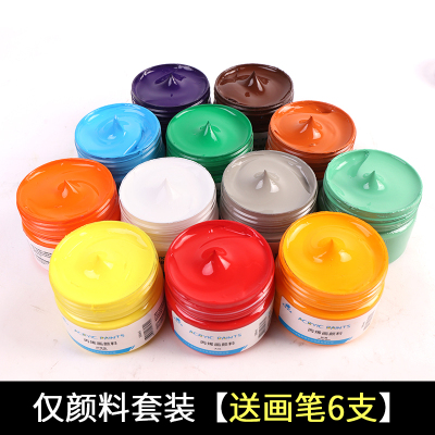 喻娄丙烯颜料套装小盒装防水防晒不掉色美术生户外墙绘专用涂鸦染料手绘画画diy鞋子衣服石头工具材料绘画工具100ml/纯颜料套装送画笔6支