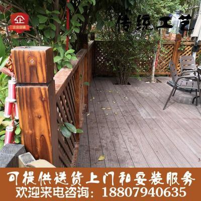 森美人月亮花格窗中式仿古花窗落地屏风实木刻装饰户外防护围护栏