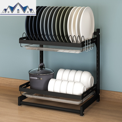 厨房放碗架沥水置物架家用不锈钢碗筷收纳盒双层洗碗池水多功能 三维工匠