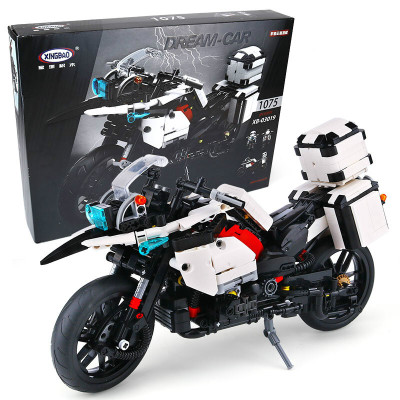 送积木-星堡积木XINGBAO摩托车系列塑料小颗粒拼装儿童积木玩具6岁以上巡警摩托车1075颗-