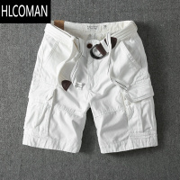 HLCOMAN美式复古工装短裤夏季男多袋裤宽松休闲五分裤白色大码潮
